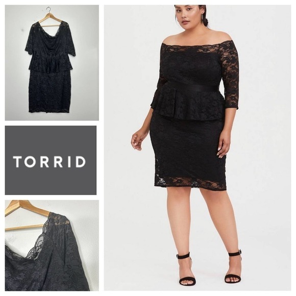 Torrid Mini Lace Off-Shoulder Shift Dress 18 - Picture 1 of 9